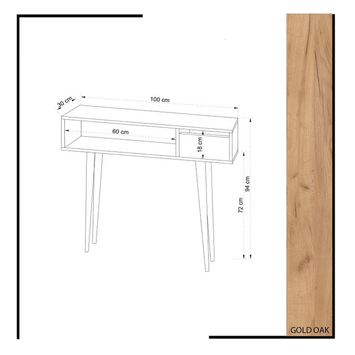 Hanah Home Aparador de 2 Niveles Roble y Blanco - 100 cm Ancho x 94 cm Alto x 30 cm Profundo